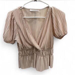 Lush Beige Pleated Blouse